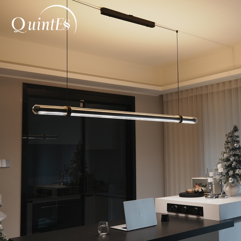 Home Bathroom Lighting Design - Luxe zwarte lange hanglamp voor de
