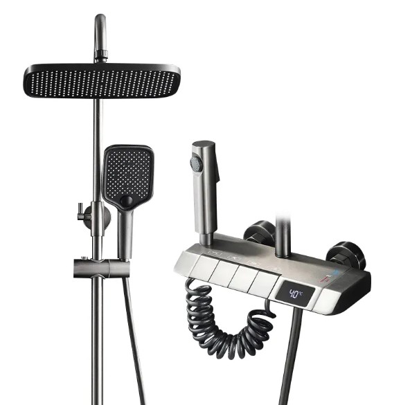 Home For Bathroom - Nieuwe ouderwetse messing pistool grijze pianodoucheset