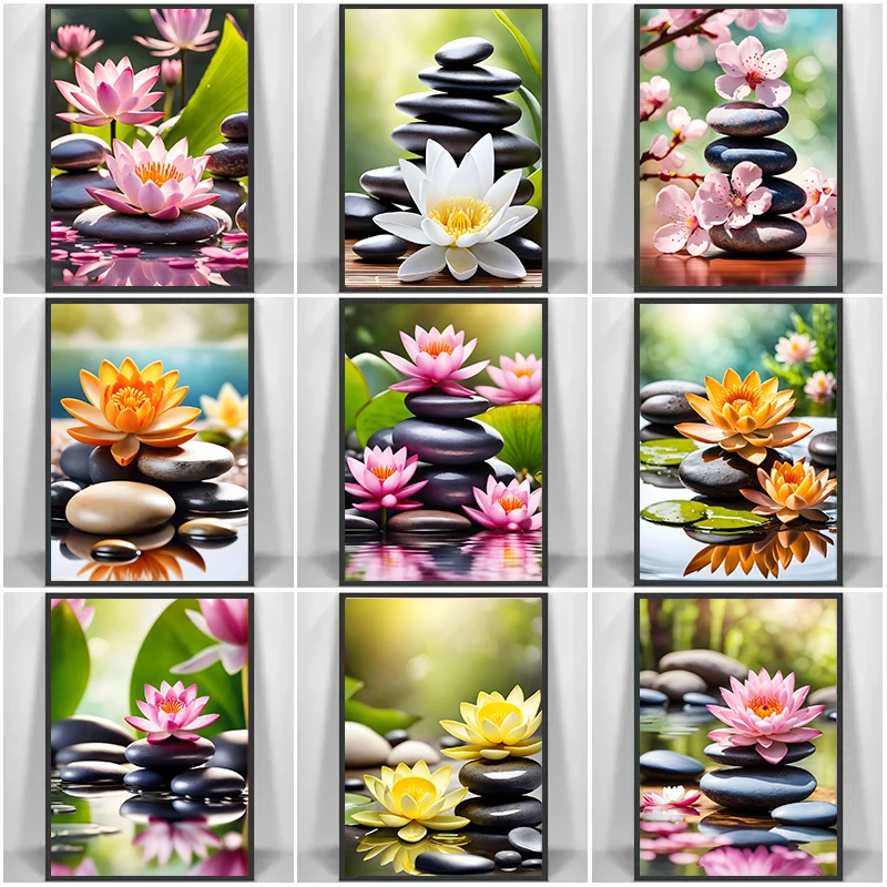 Home Bathroom Scene - Pink Lily Tranquility Spa Zen Stone