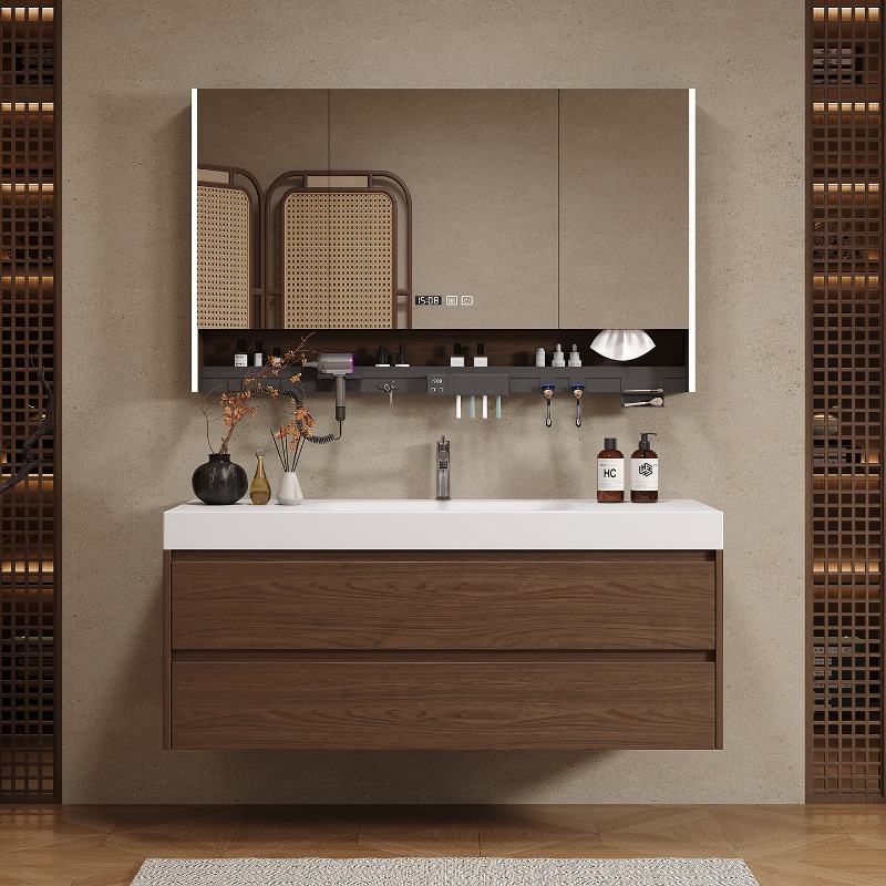 Home Bathroom Vanity Combo - Houten scheidingswanden Badkamerkast Luxe moderne ruimtebesparende