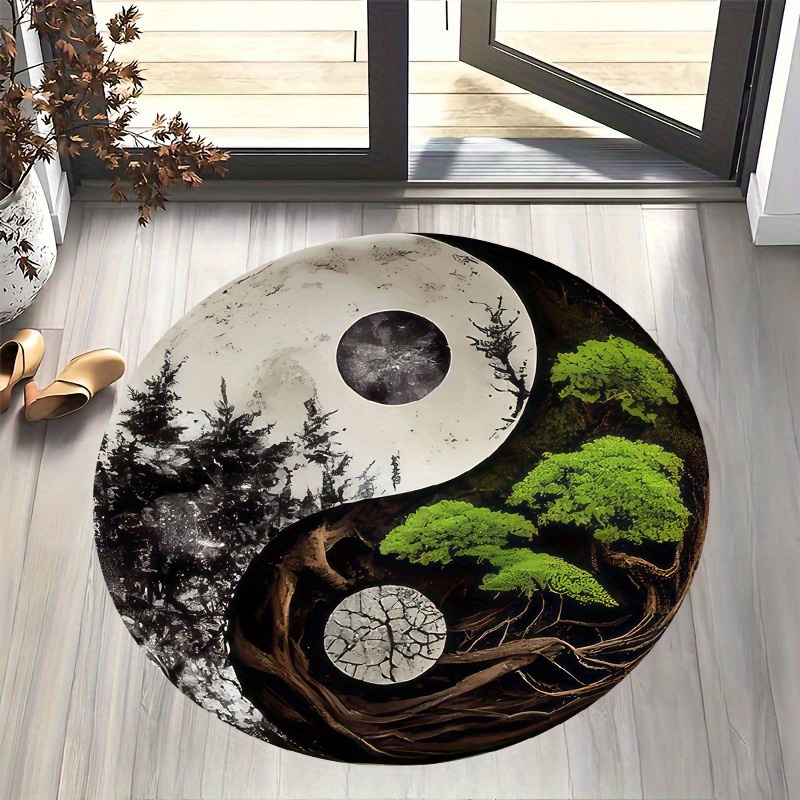 Home Bathroom Scene - 1pc Taiji-stijl nachtscène ronde gebiedsmat -