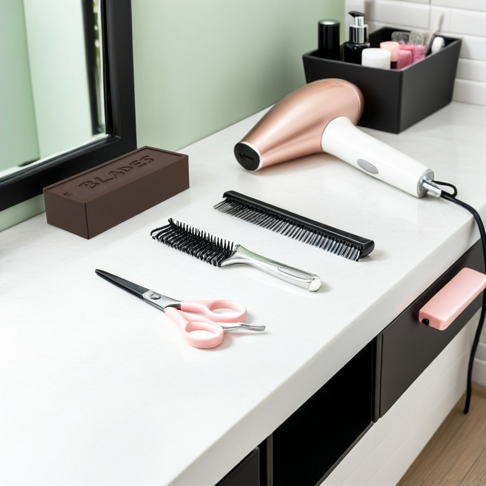 Home One Bathroom - Bruine dubbele compartimenten mesjes opbergdoos van