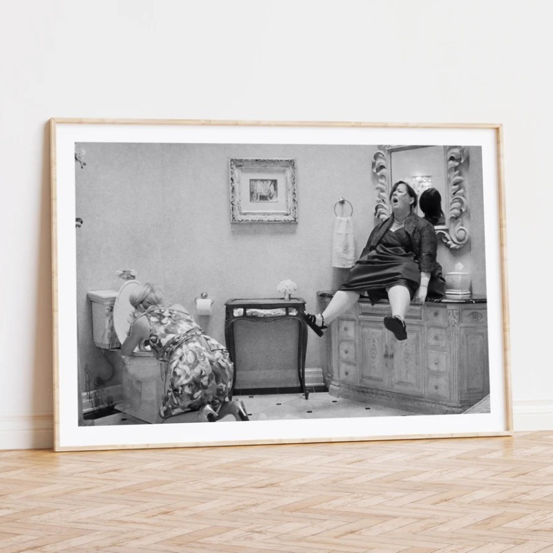 Home Movie Bathroom Scene - Grappige filmscènes badkamer kunst poster zwart-wit