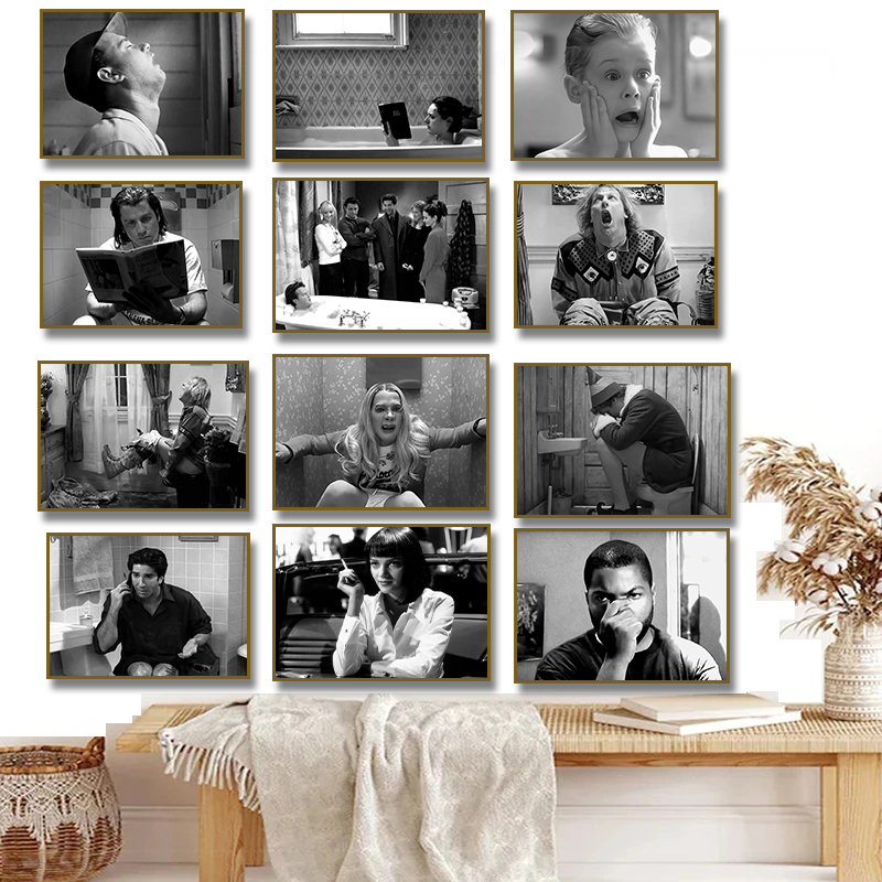 Home Movie Bathroom Scene - Grappige filmscènes badkamer kunstserie poster print