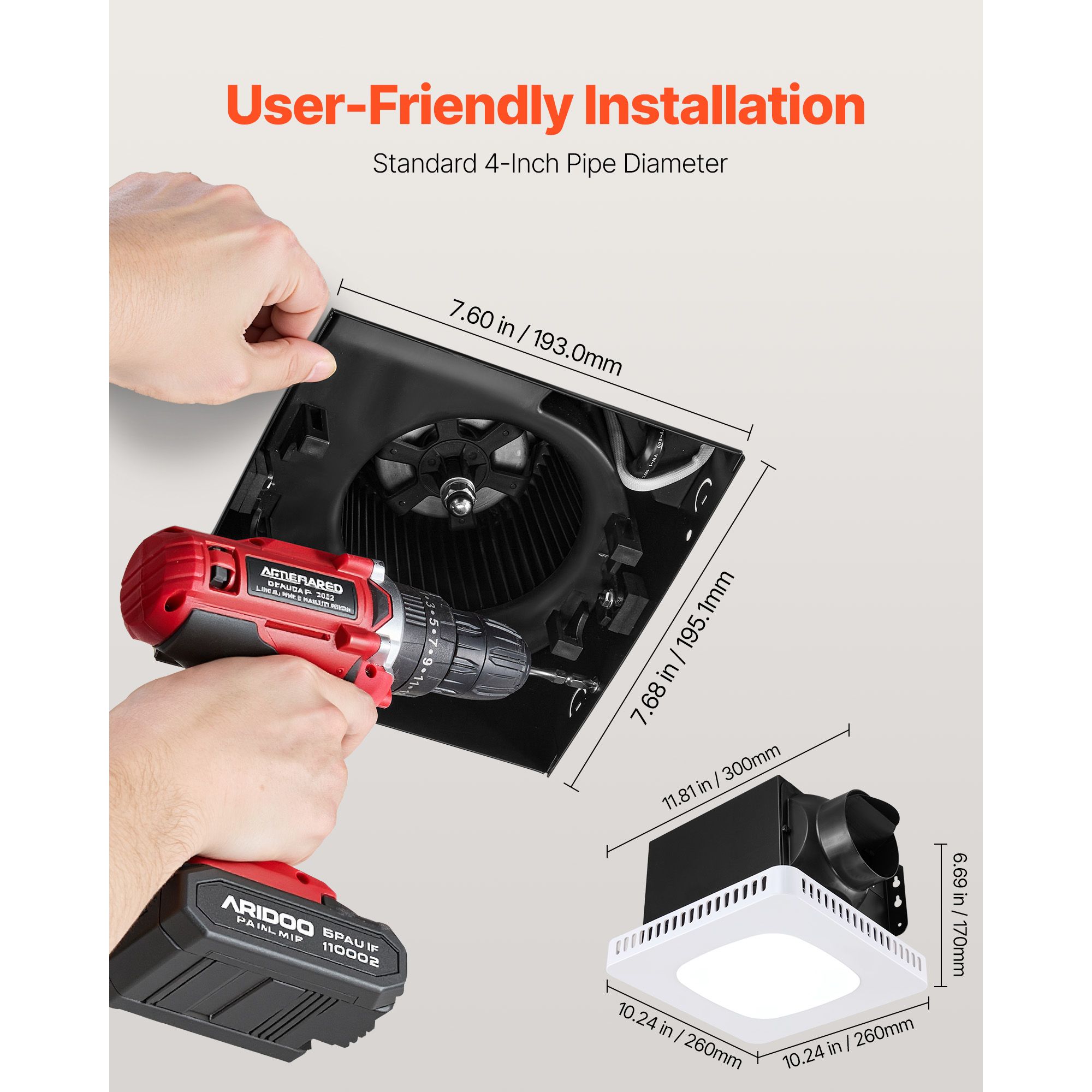 Badkamerventilator met LED-ver - Home Bathroom Vent Fans recensie en prijs