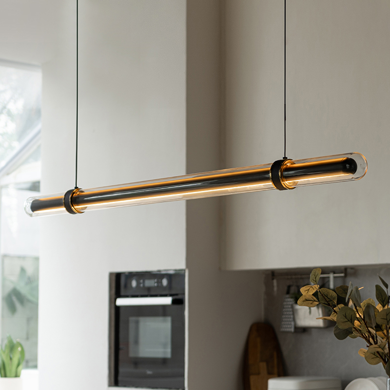 Luxe zwarte lange hanglamp voo - Home Bathroom Lighting Design recensie en prijs