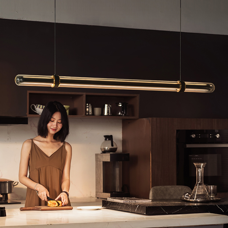 Luxe zwarte lange hanglamp voo - Home Bathroom Lighting Design recensie en prijs