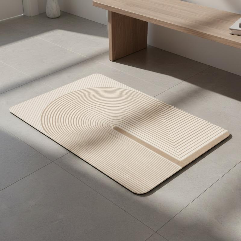 Beige gestreepte diatomiet bad - Non Slip Bath Mat recensie en prijs