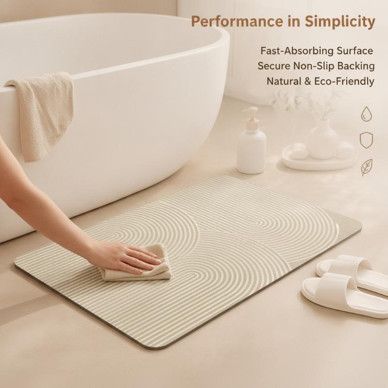 Beige gestreepte diatomiet bad - Non Slip Bath Mat recensie en prijs