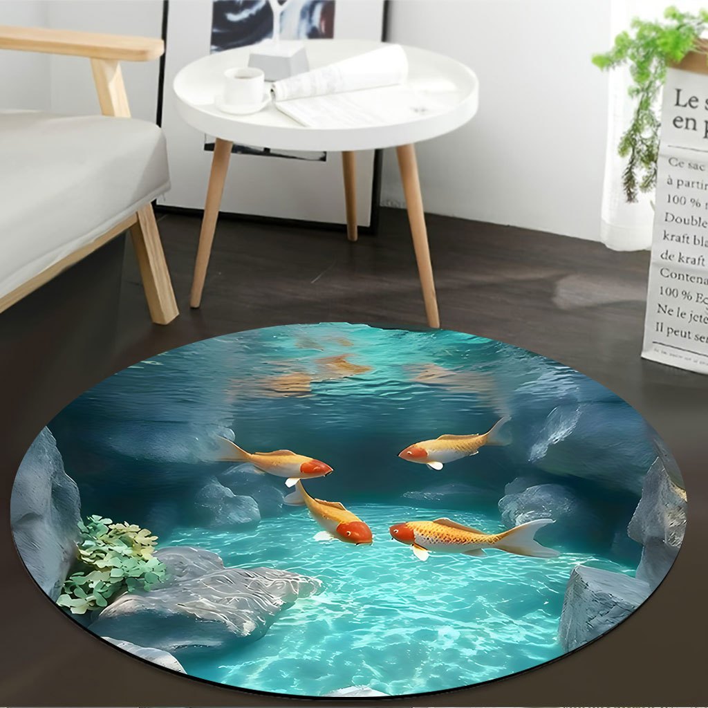 Koi Fish Pond Ronde Rug Fleece - Home Bathroom Scene recensie en prijs